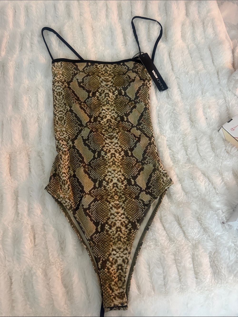 Snake Print One-Piece  bodysuit with Spaghetti Straps
